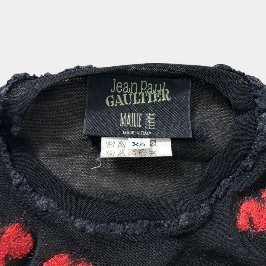 Jean Paul Gaultier FW01 Script Letter Mesh Top Black