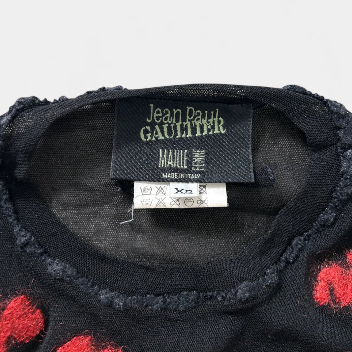 Jean Paul Gaultier FW01 Script Letter Mesh Top Black