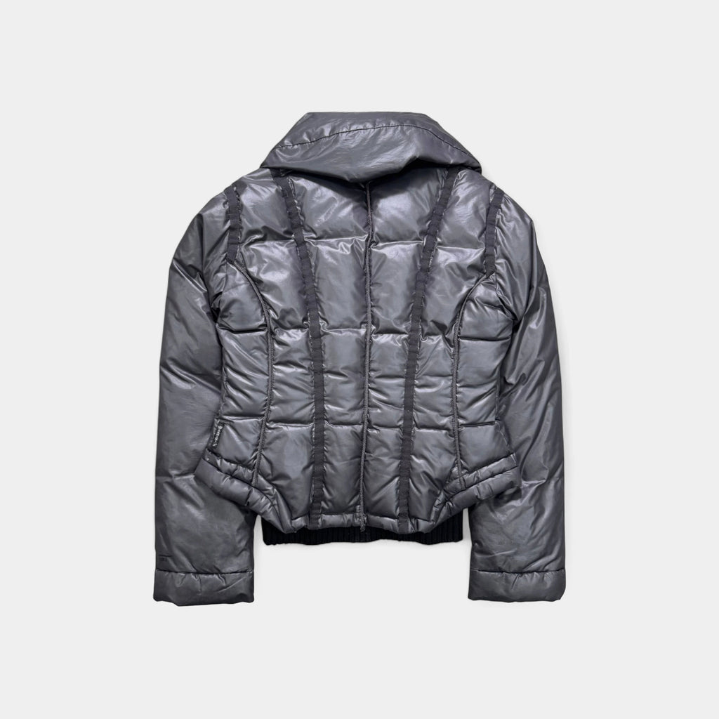 Armani Jeans Metallic Grey Sculptural Puffer Jacket