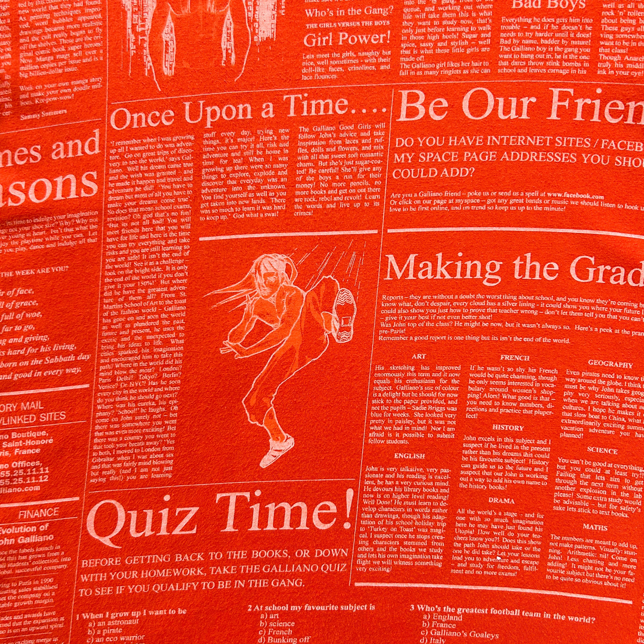 The image is a collage of various newspaper articles and headlines, with a focus on the word "Quiz Time!" and the phrase "Be Our Friend".