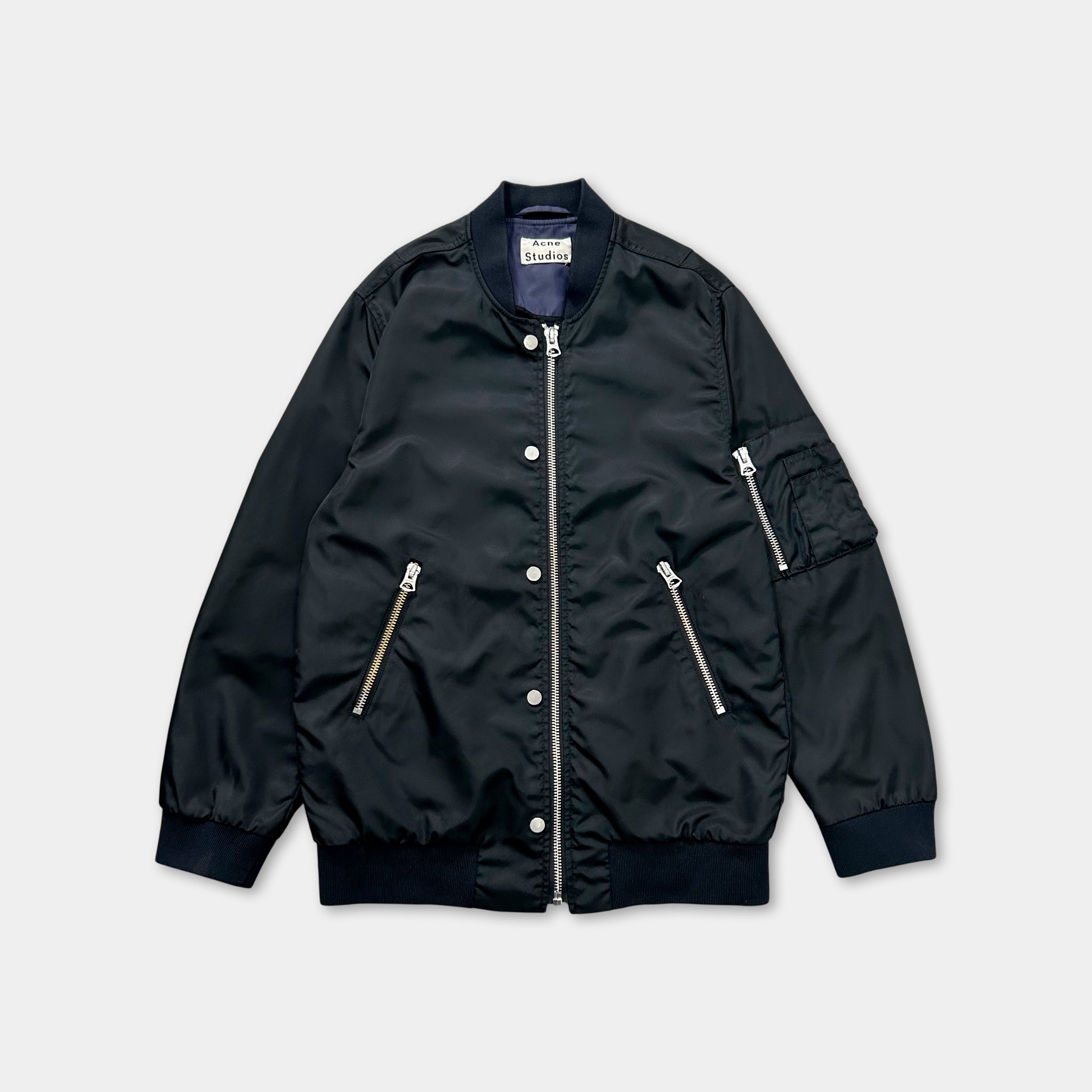 Acne Studios Black Nylon Bomber Jacket