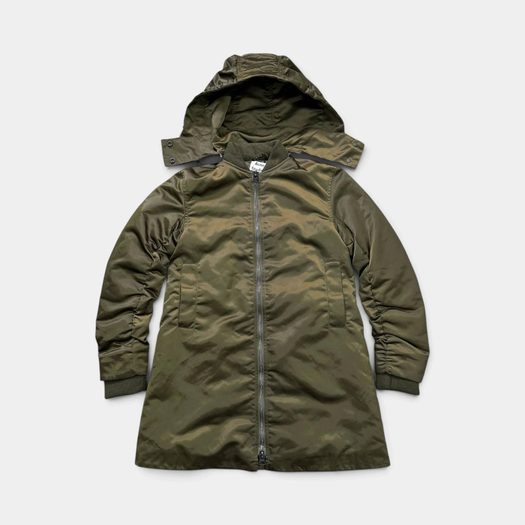 Acne Studios Green Padded Nylon Long-Bomber Jacket