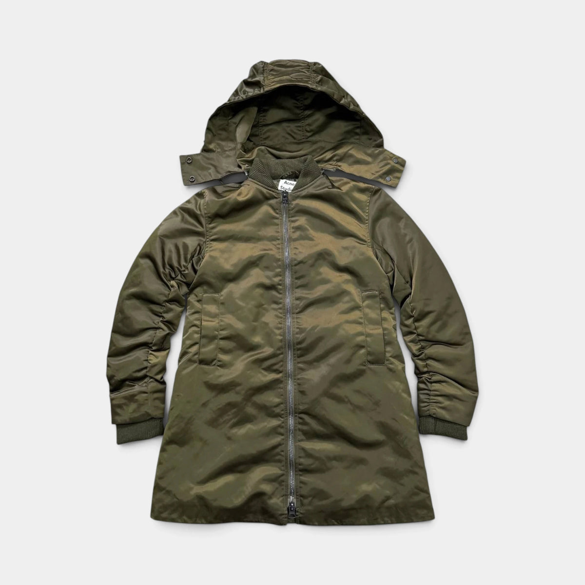 Acne Studios Green Padded Nylon Long-Bomber Jacket