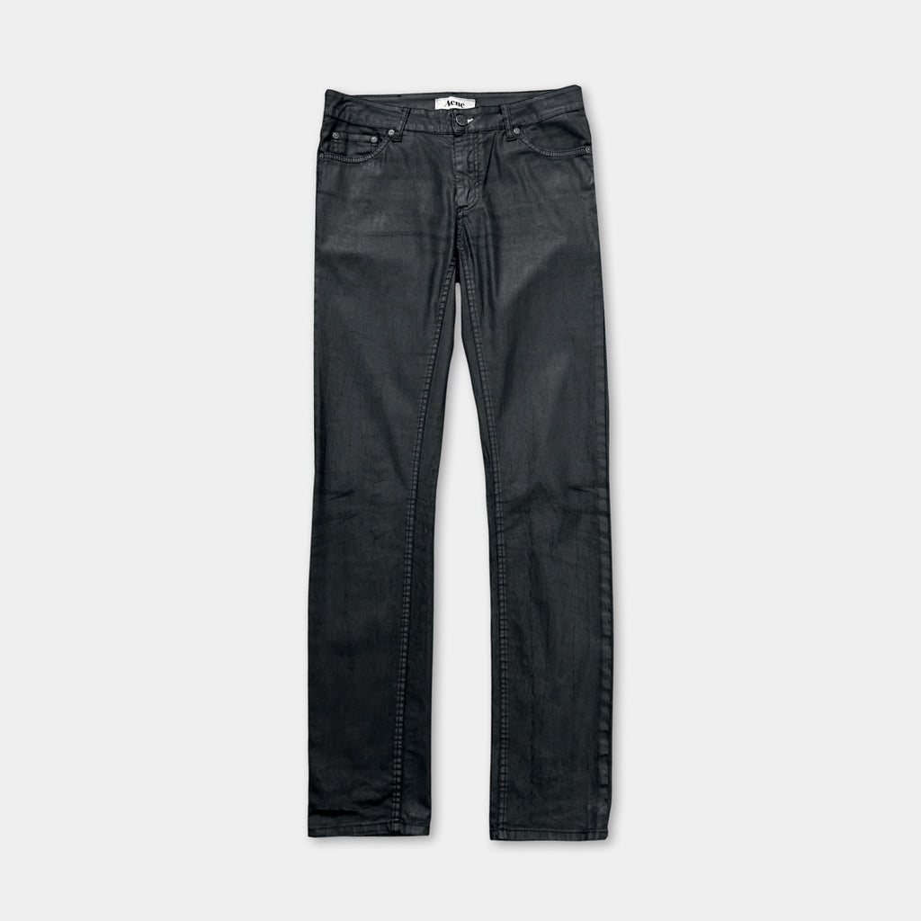 Acne Studios Vintage Avant-Garde Black Coated Denim Skinny Jeans