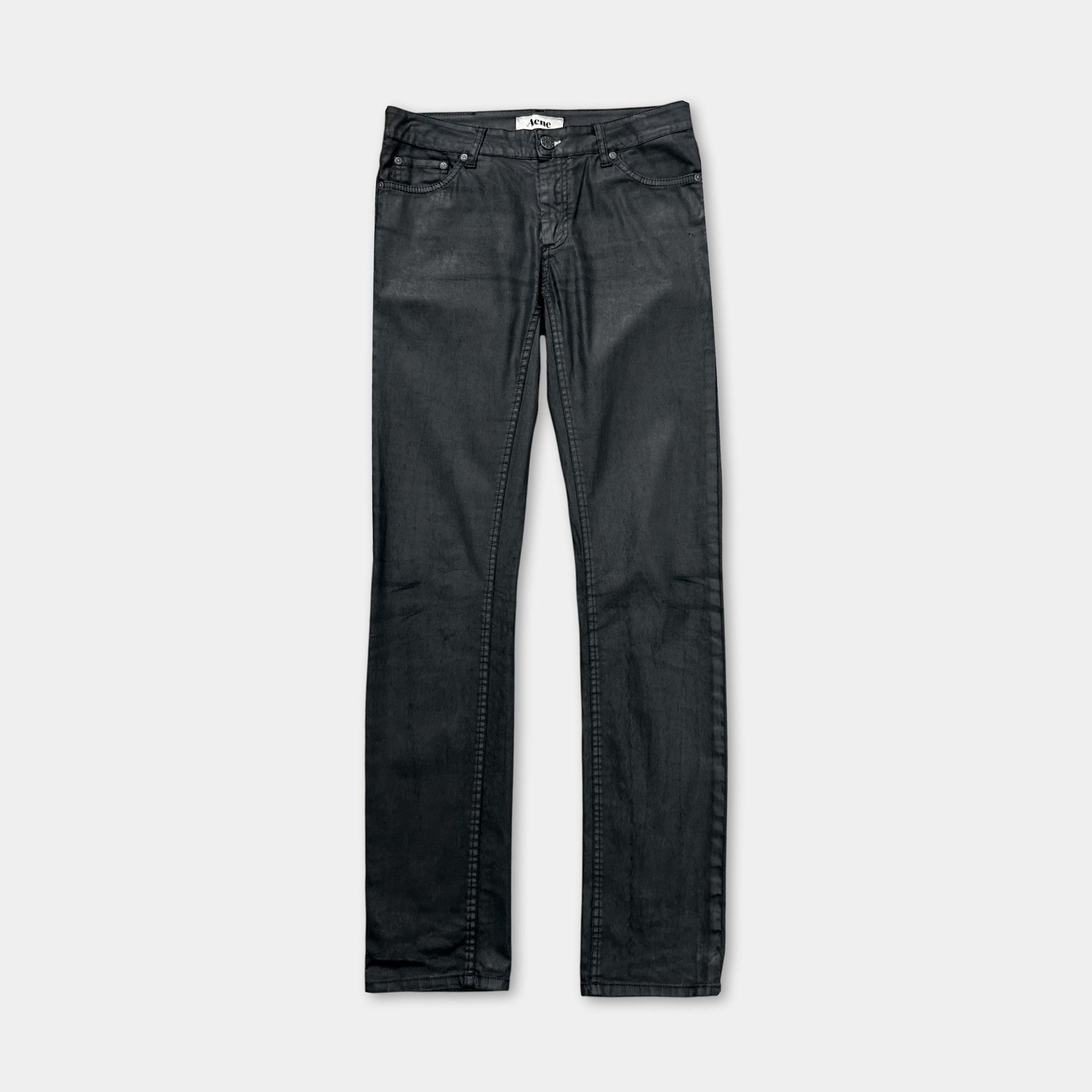 Acne Studios Vintage Avant-Garde Black Coated Denim Skinny Jeans