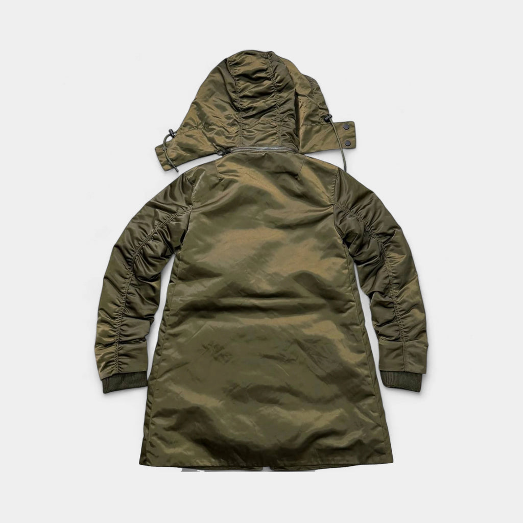 Acne Studios Green Padded Nylon Long-Bomber Jacket