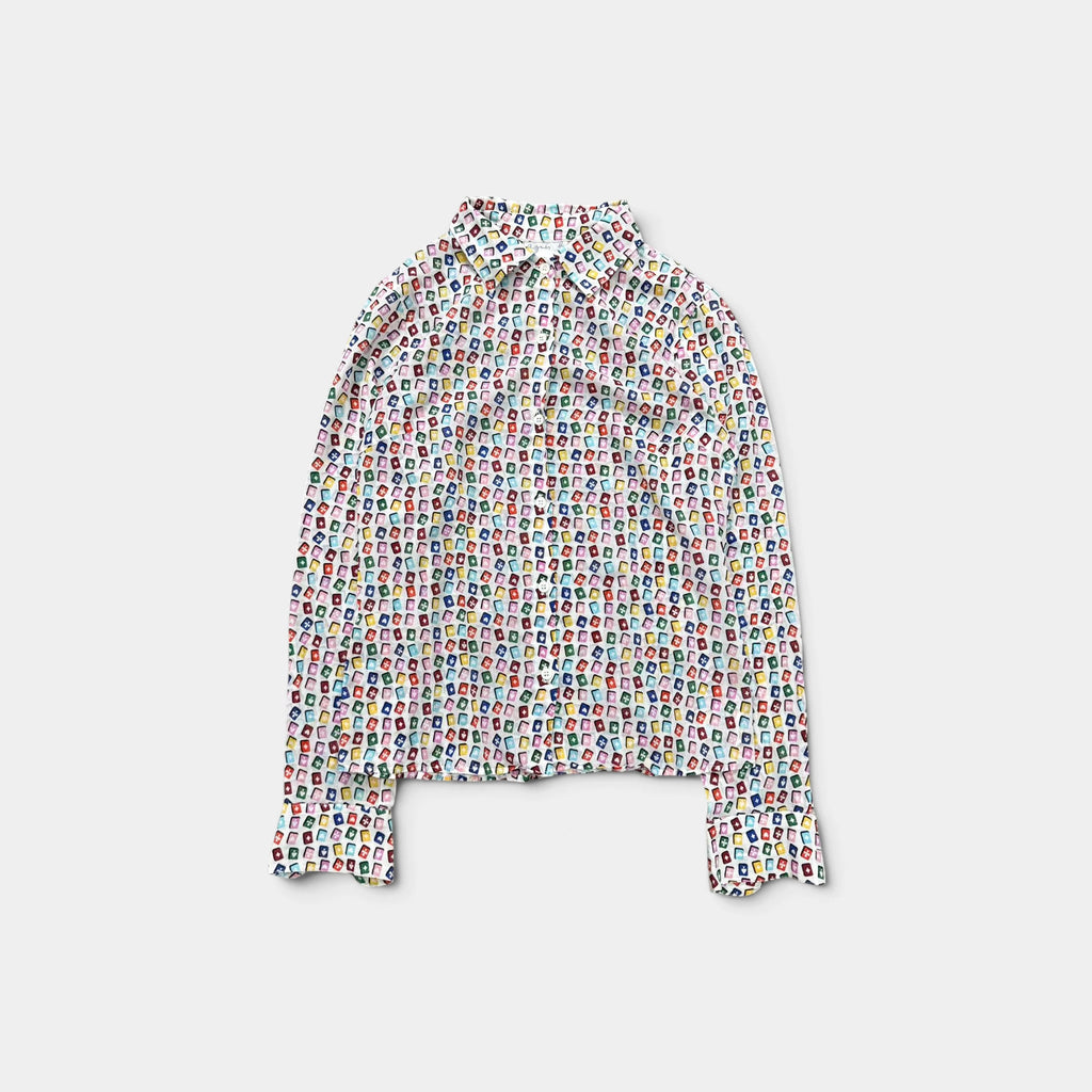 Agnès b. 90s Cards Motif Cotton Shirt
