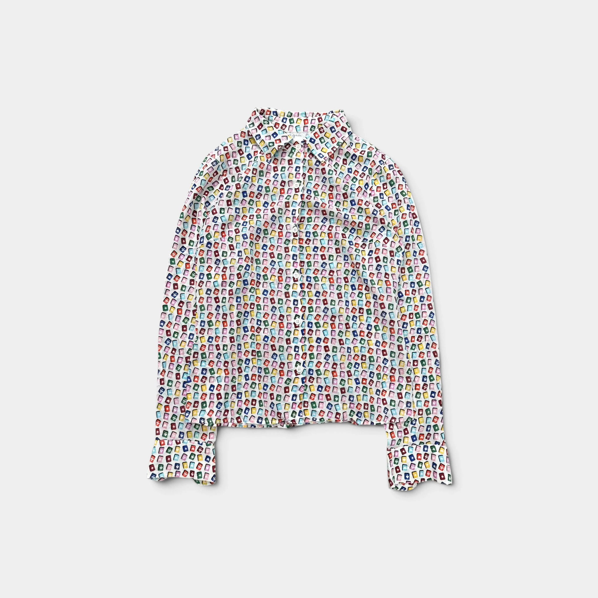 Agnès b. 90s Cards Motif Cotton Shirt