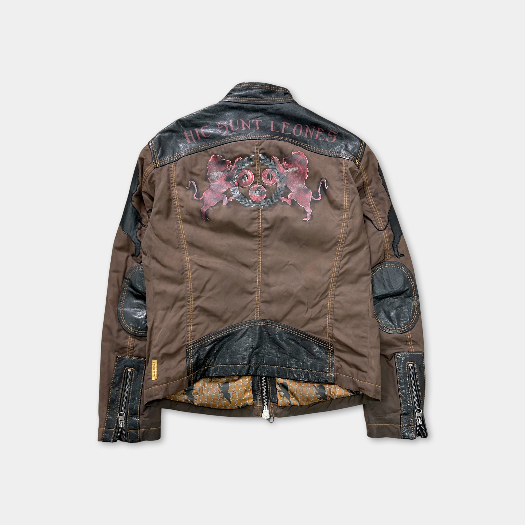 Armani Jeans Brown Leather Nylon Jacket