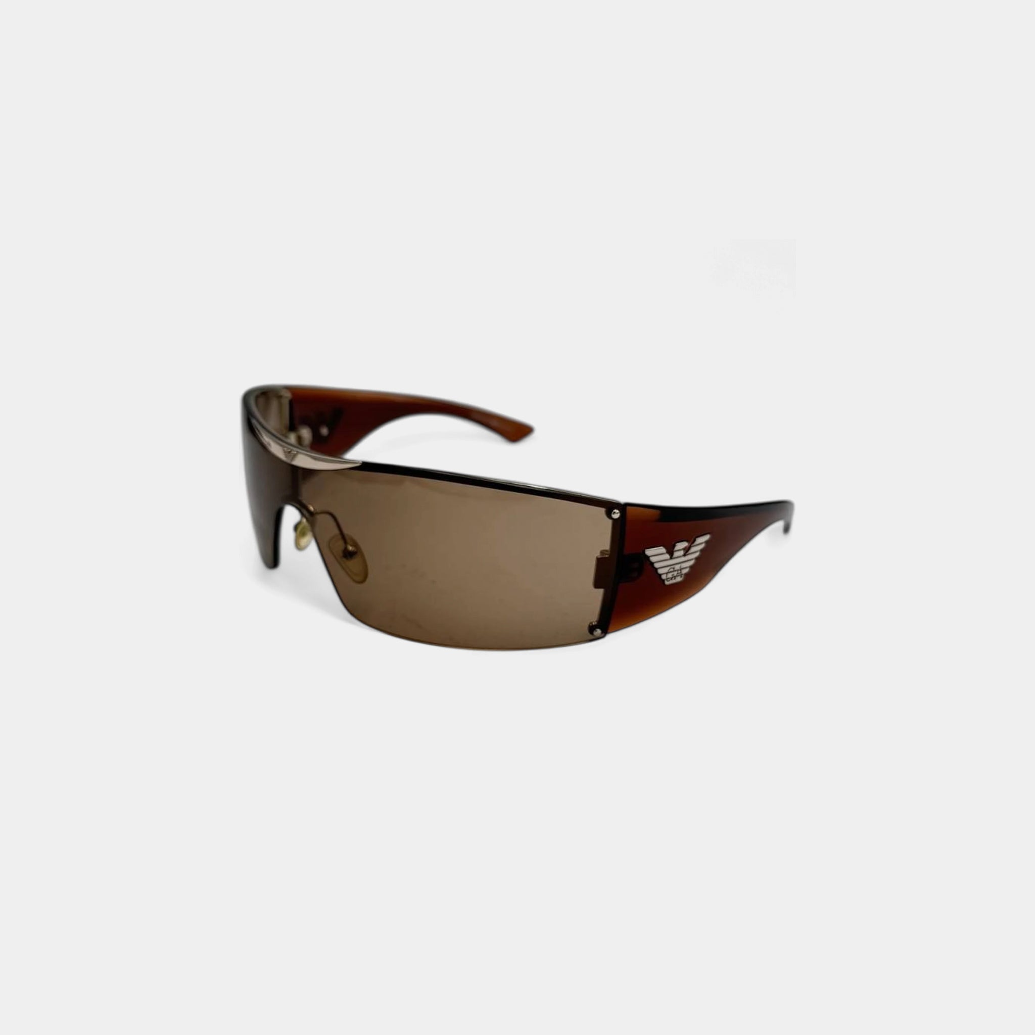 Emporio Armani 2000s Brown Visor Shield Sunglasses