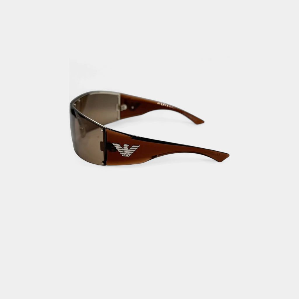 Emporio Armani 2000s Brown Visor Shield Sunglasses
