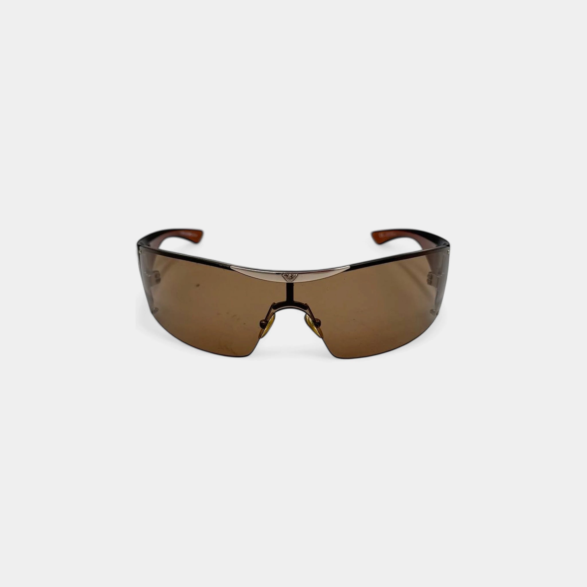 Emporio Armani 2000s Brown Visor Shield Sunglasses