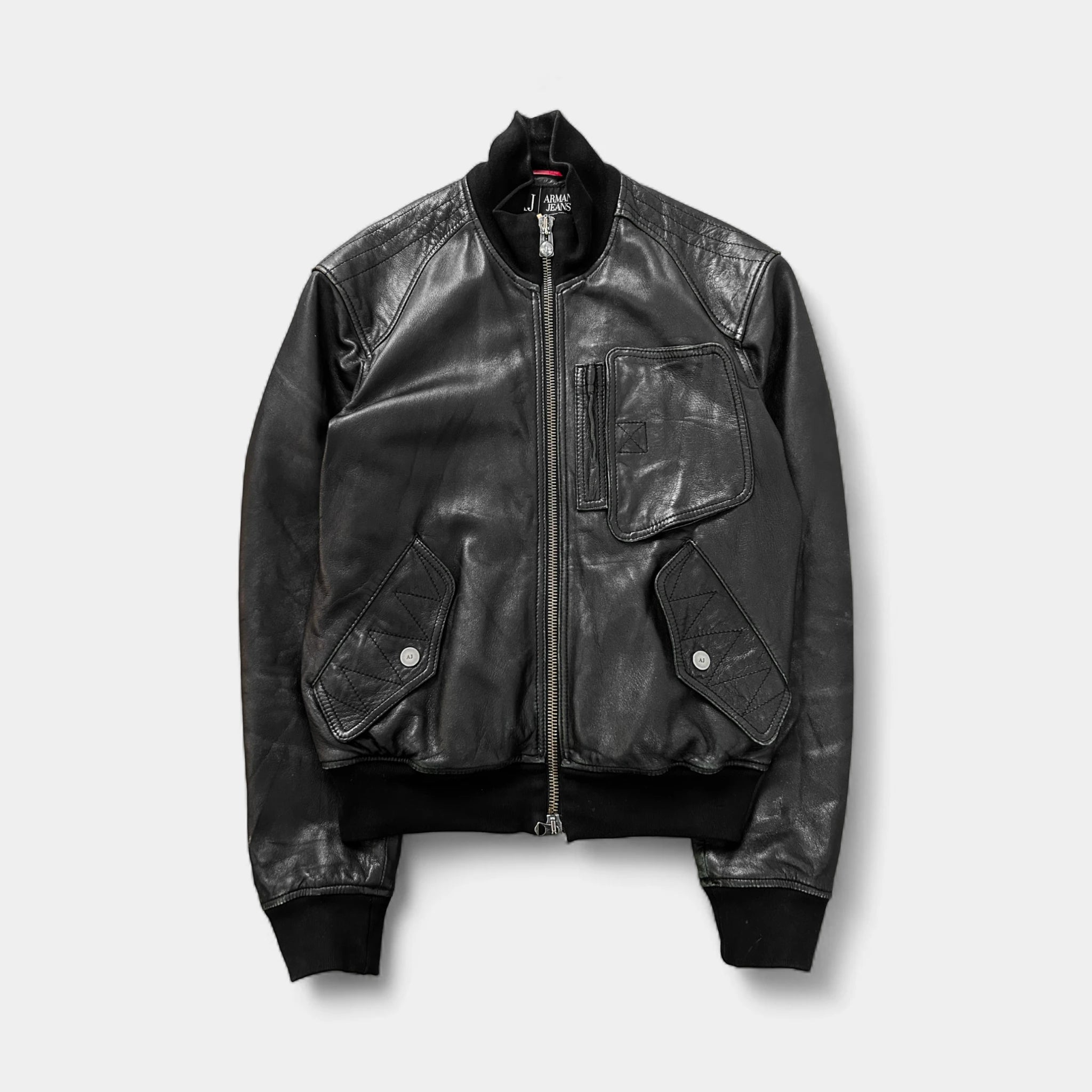 Armani Jeans 2000's Leather Bomber Jacket