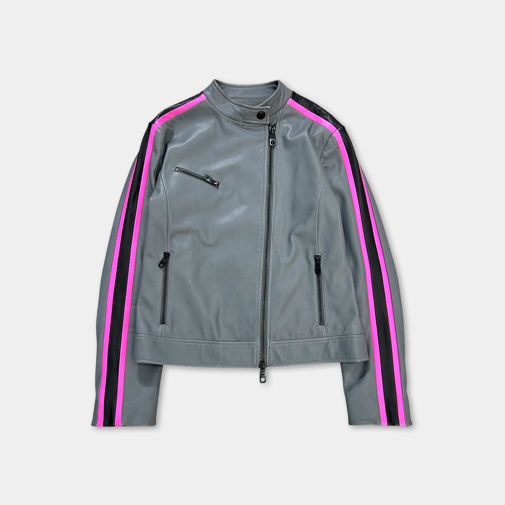 Emporio Armani Racing Grey Leather Jacket