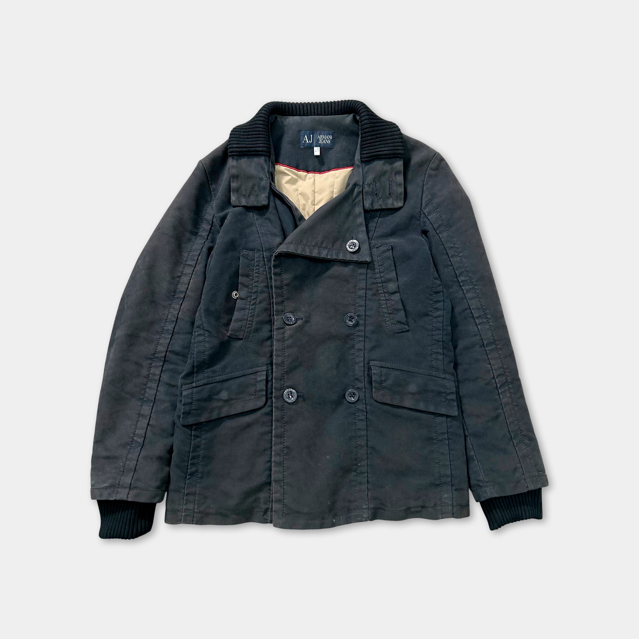 Armani Classic Long Button Navy Coat