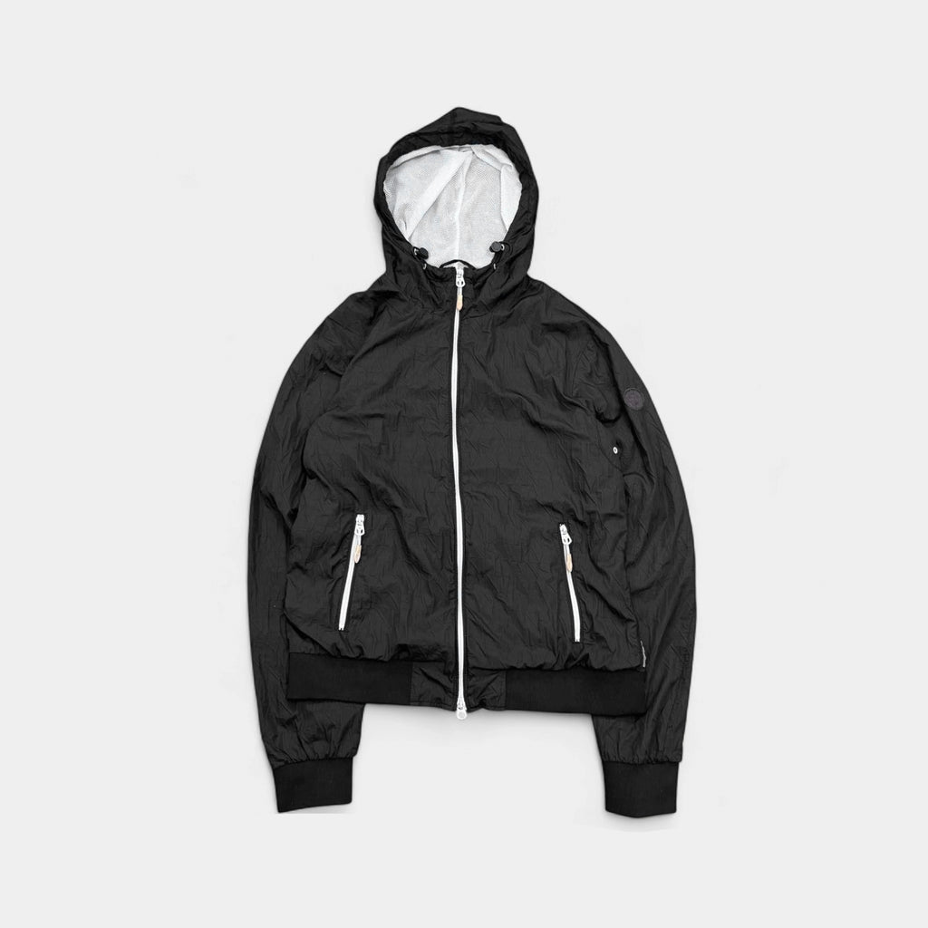 Armani Jeans Black Monogram Hooded Windbreaker Jacket