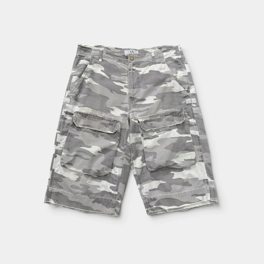 Armani Exchange White Snow Camouflage Cargo Shorts