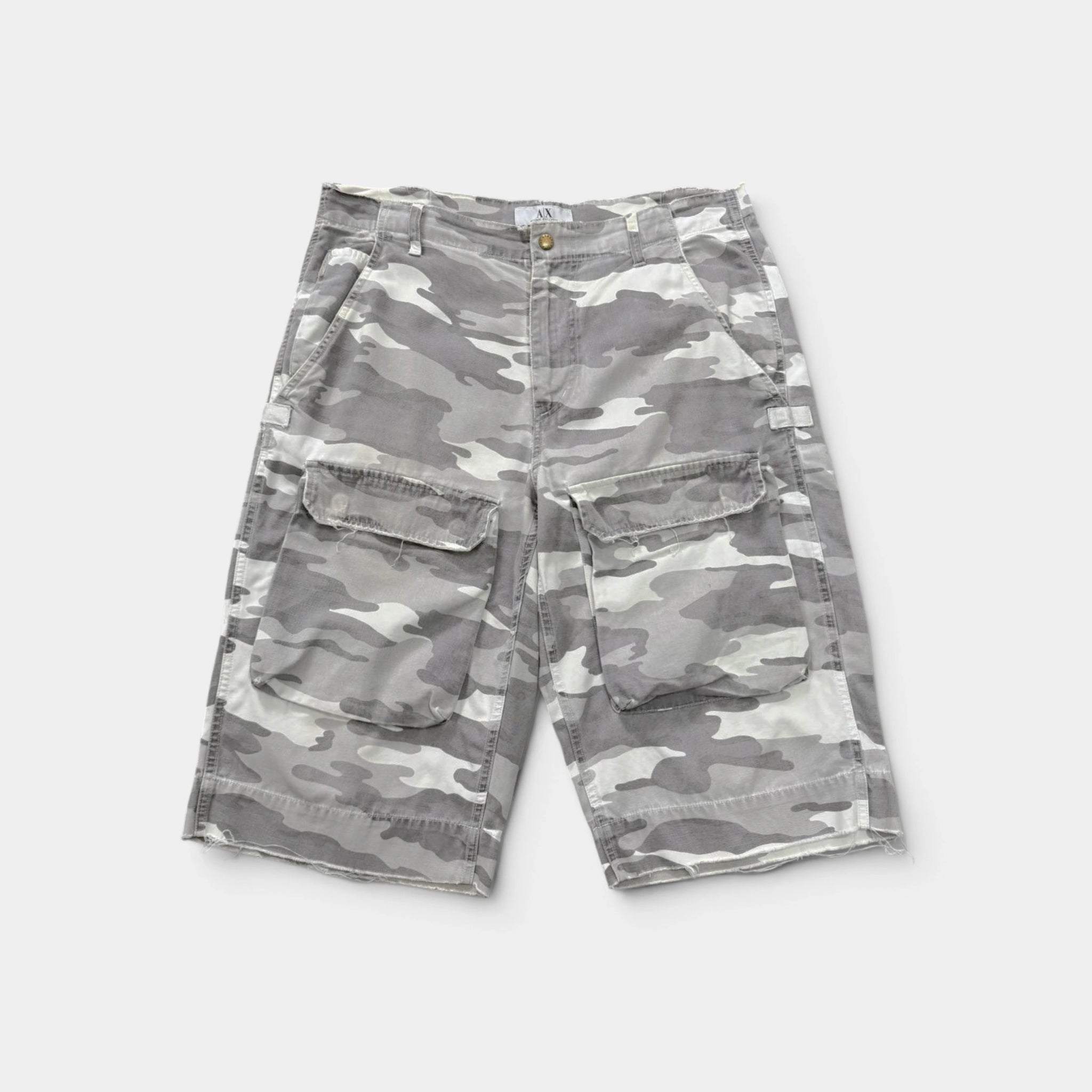 Armani Exchange White Snow Camouflage Cargo Shorts