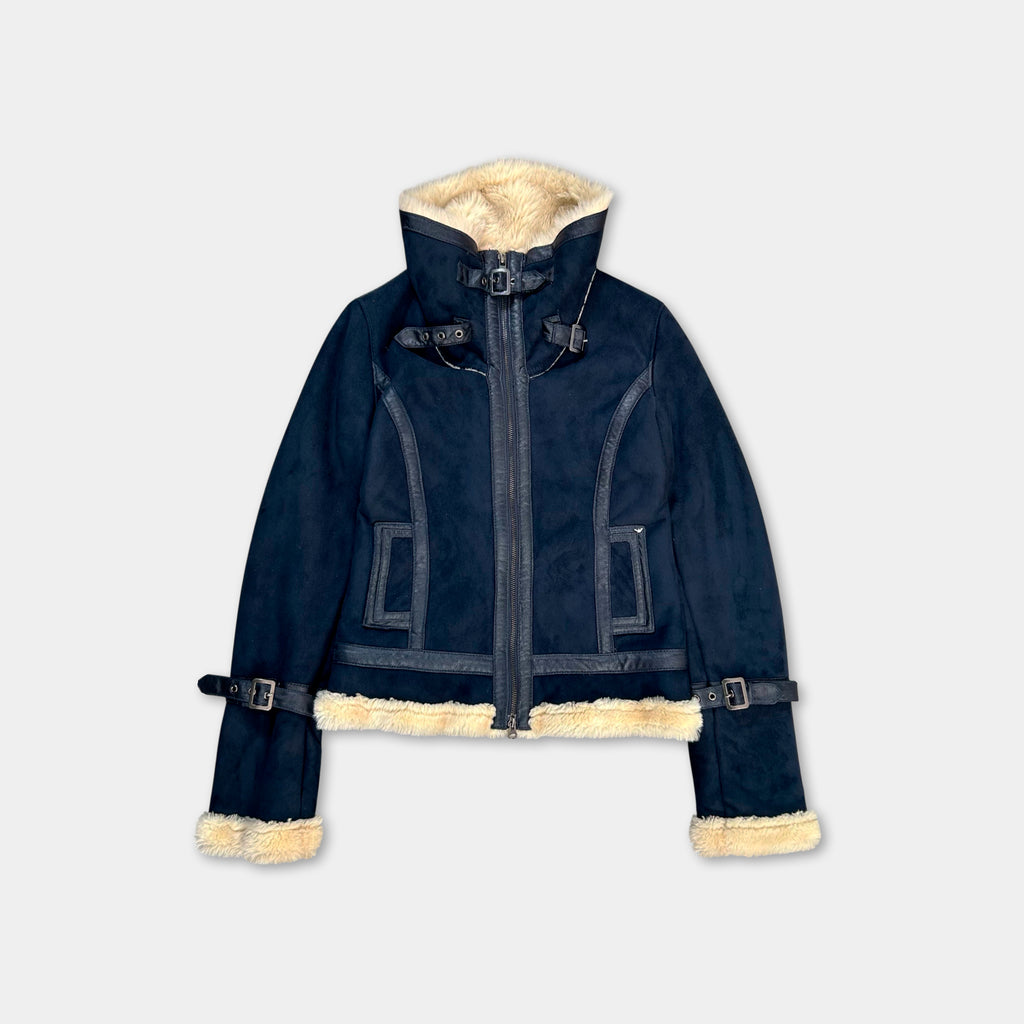 Armani Suede Bondage Navy Leather Jackets