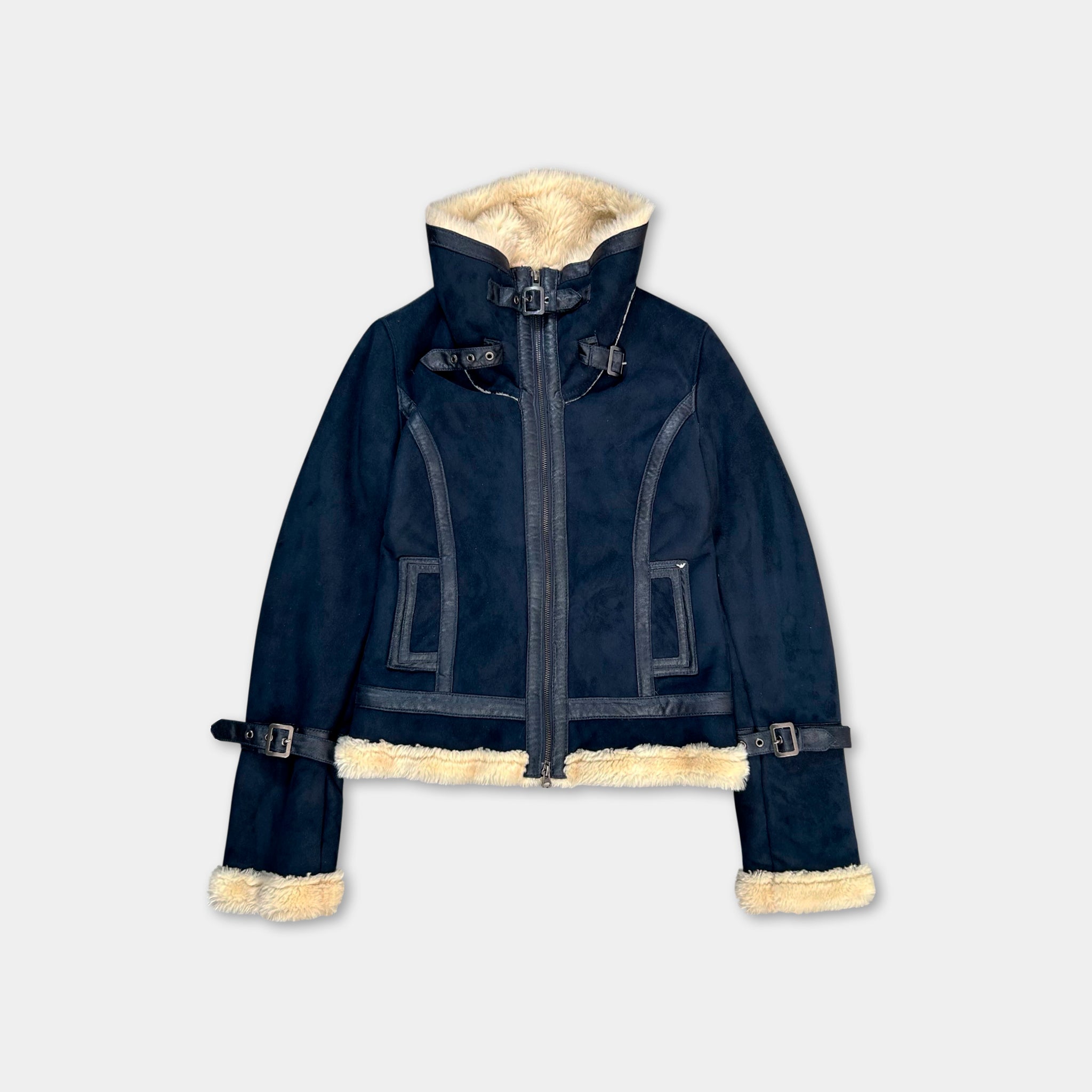 Armani Suede Bondage Navy Leather Jackets