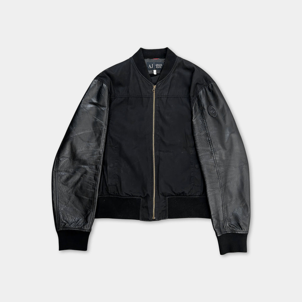 Armani Jeans Black Canvas and Leather Jacket