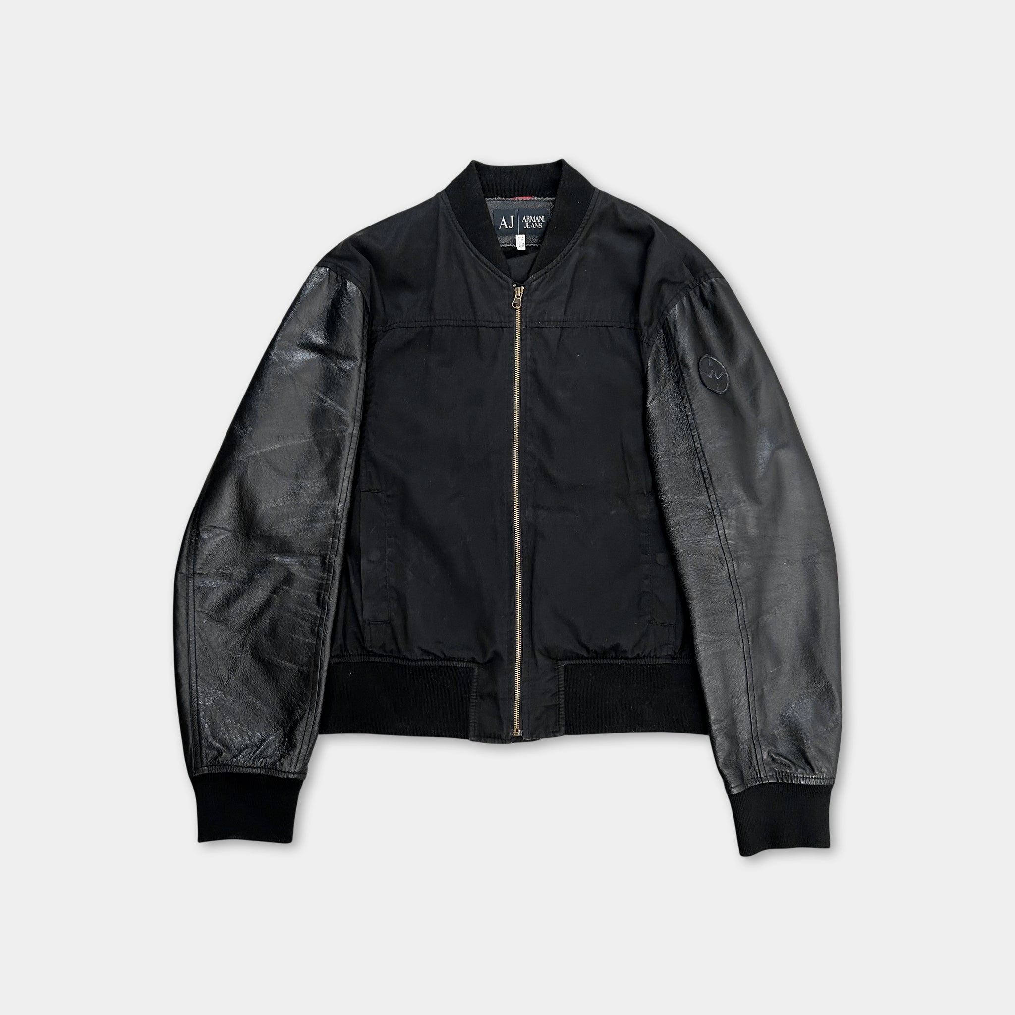 Armani Jeans Black Canvas and Leather Jacket