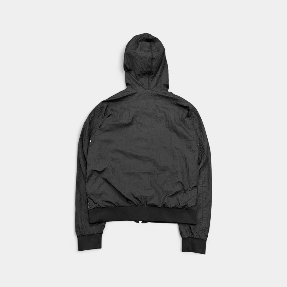Armani Jeans Black Monogram Hooded Windbreaker Jacket