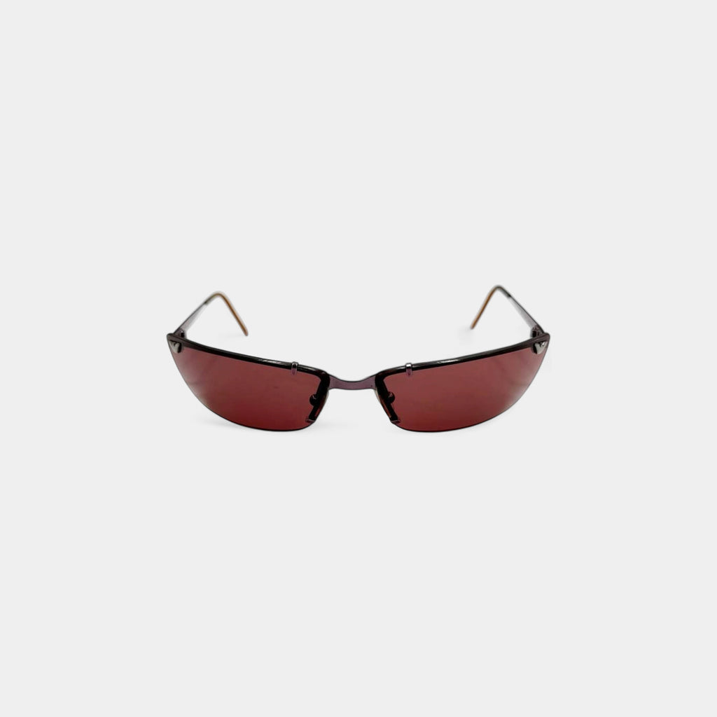 Emporio Armani 2000s Wine Red Tinted Shield Sunglasses