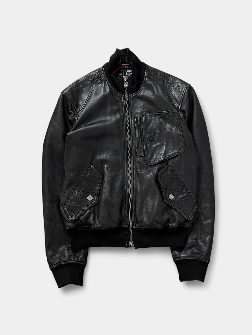 Armani Jeans 2000's Leather Bomber Jacket