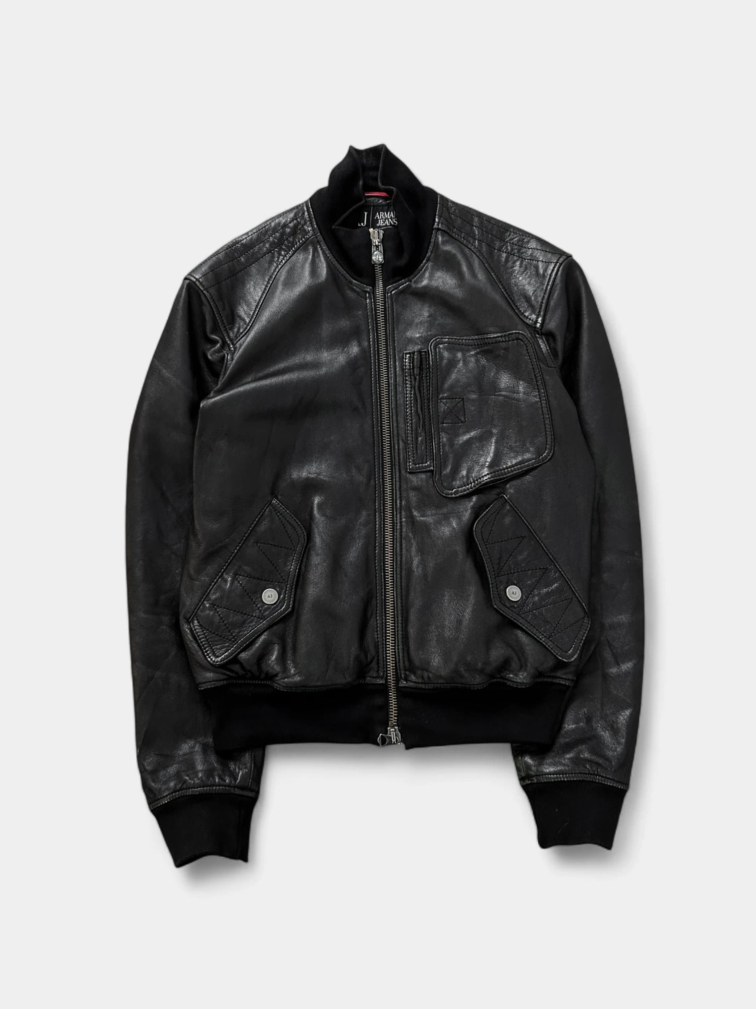 Armani Jeans 2000's Leather Bomber Jacket