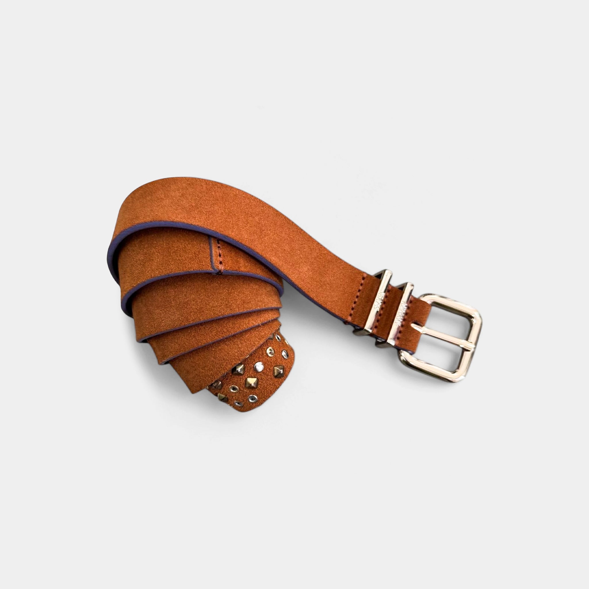 Armani Jeans Brown Suede Studded Belt
