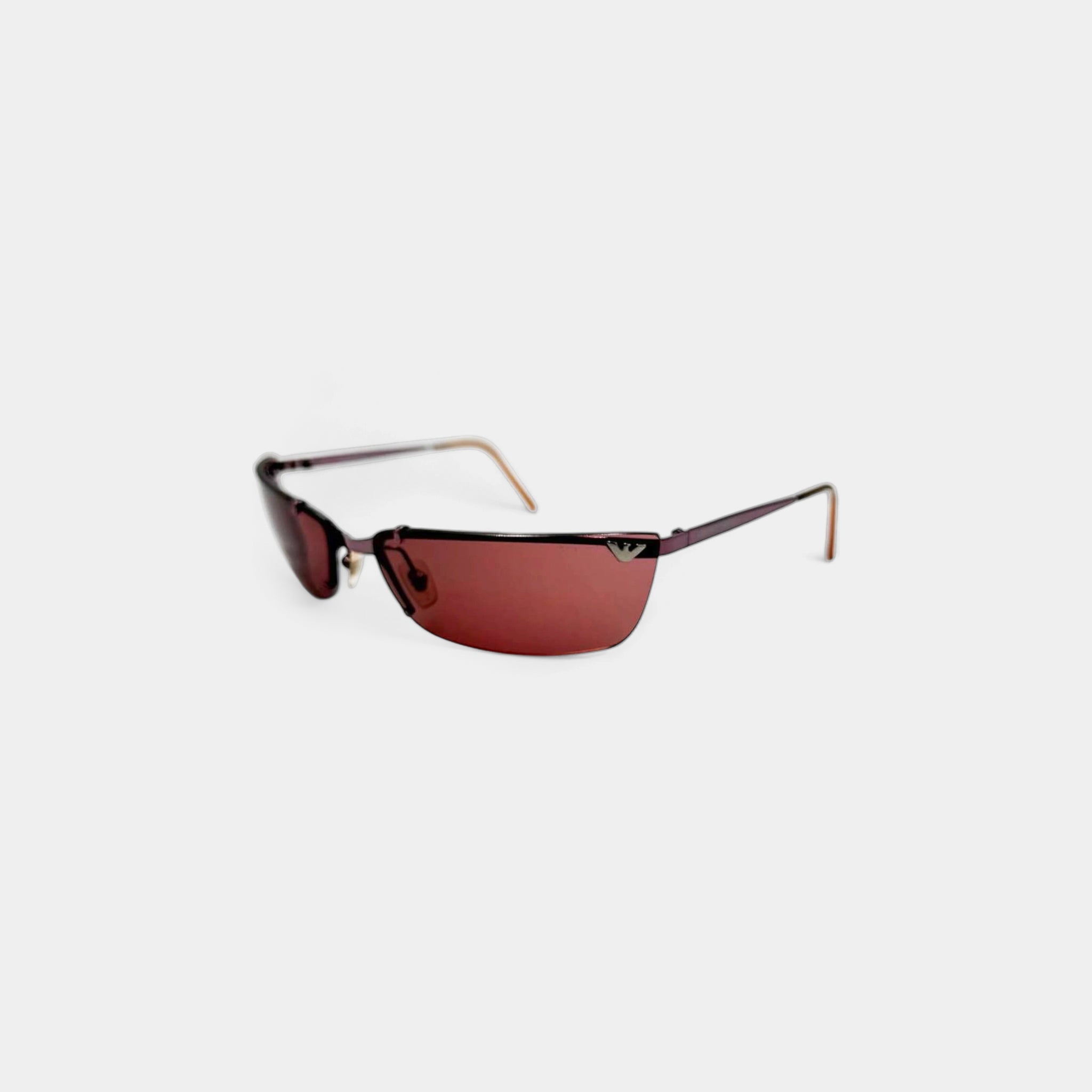 Emporio Armani 2000s Wine Red Tinted Shield Sunglasses