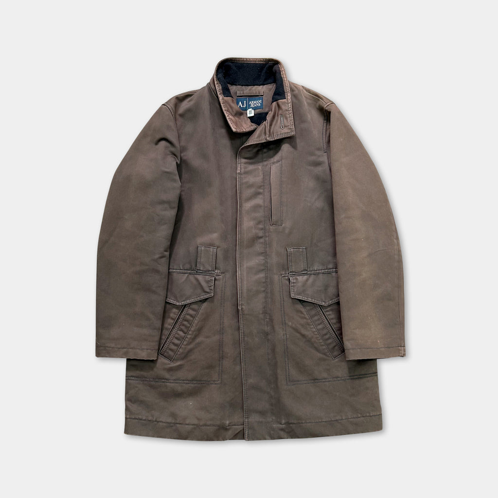 Armani Jeans Military Washed Green Long Coat