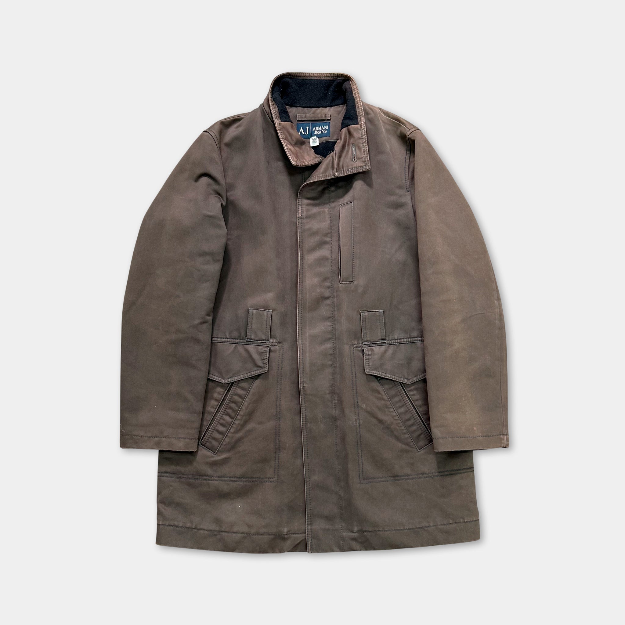 Armani Jeans Military Washed Green Long Coat