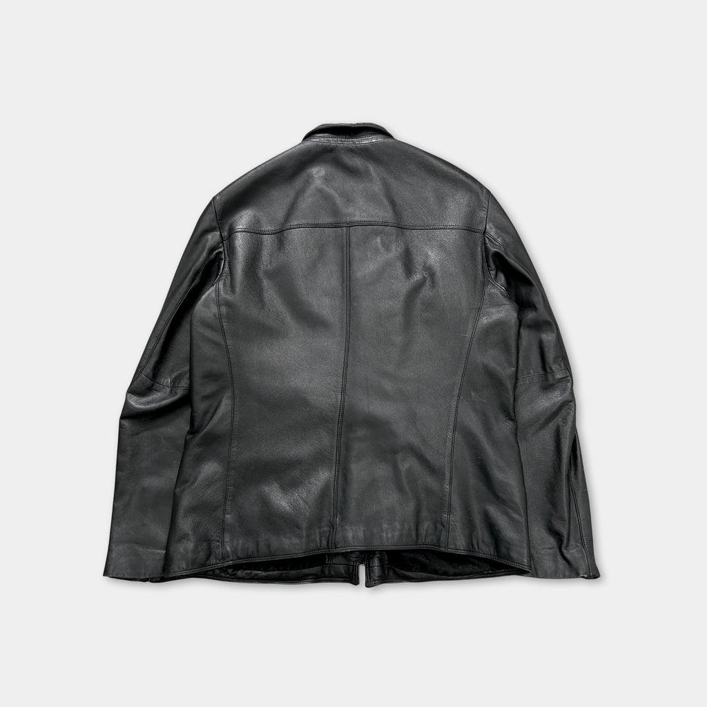 Armani Jeans 90s Black Leather Blazer Jacket