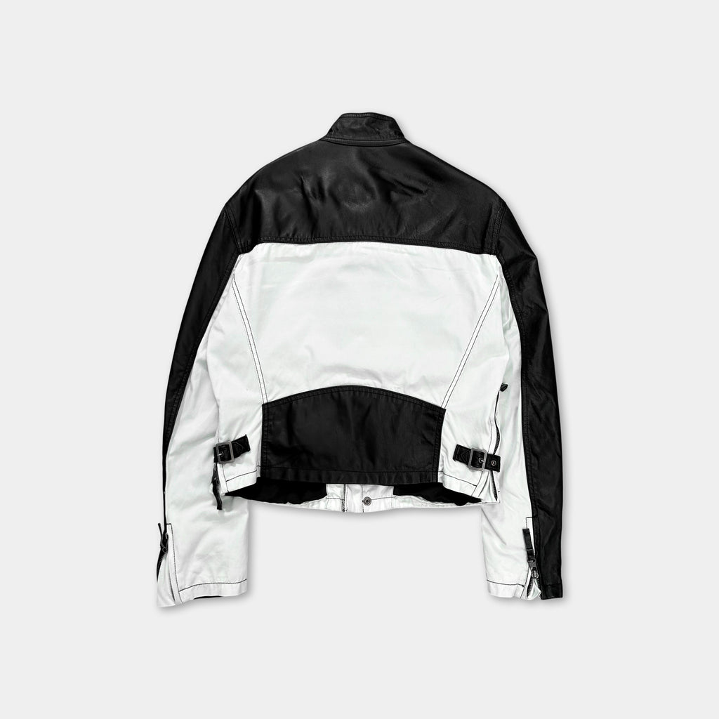 Armani Jeans 2000's Black and White Leather Jacket