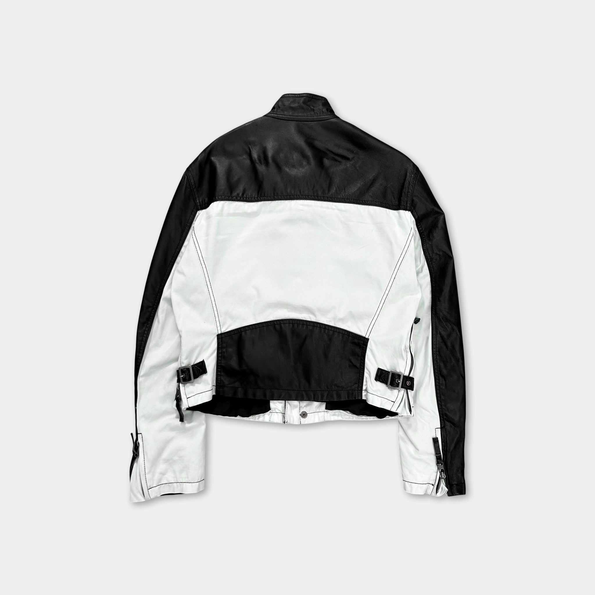Armani Jeans 2000's Black and White Leather Jacket