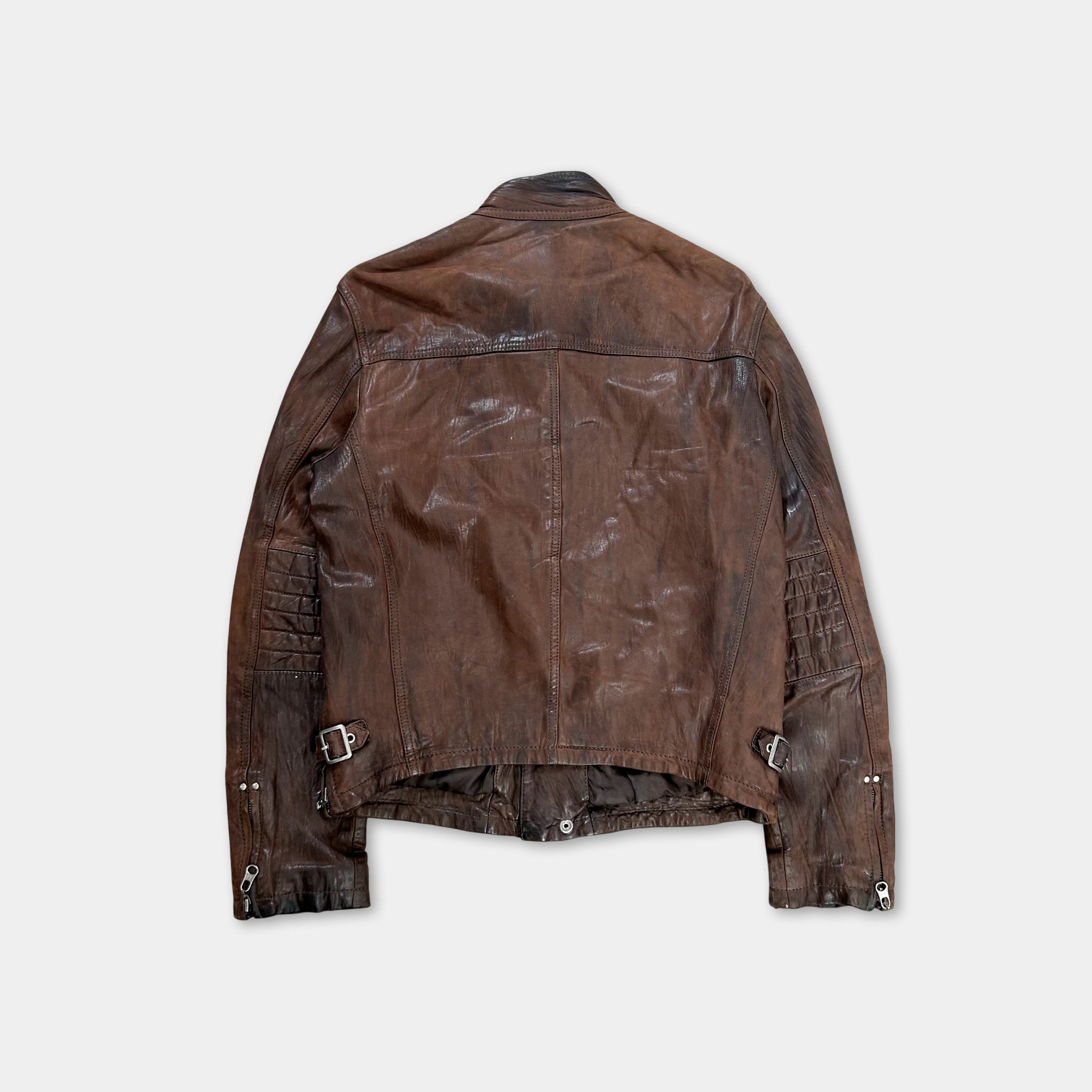 Armani Jeans Brown Aged Leather Jacket