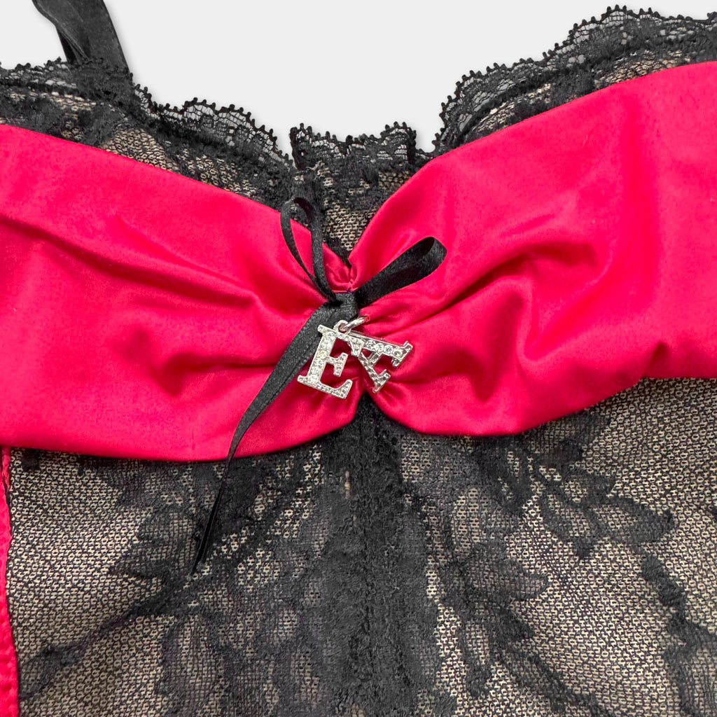 Emporio Armani Pink Pinstripe Lace Corset Bustier Top