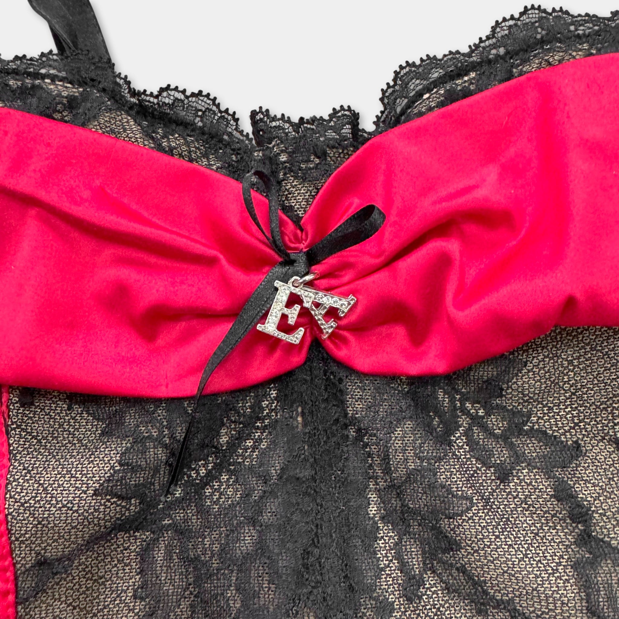 Emporio Armani Pink Pinstripe Lace Corset Bustier Top
