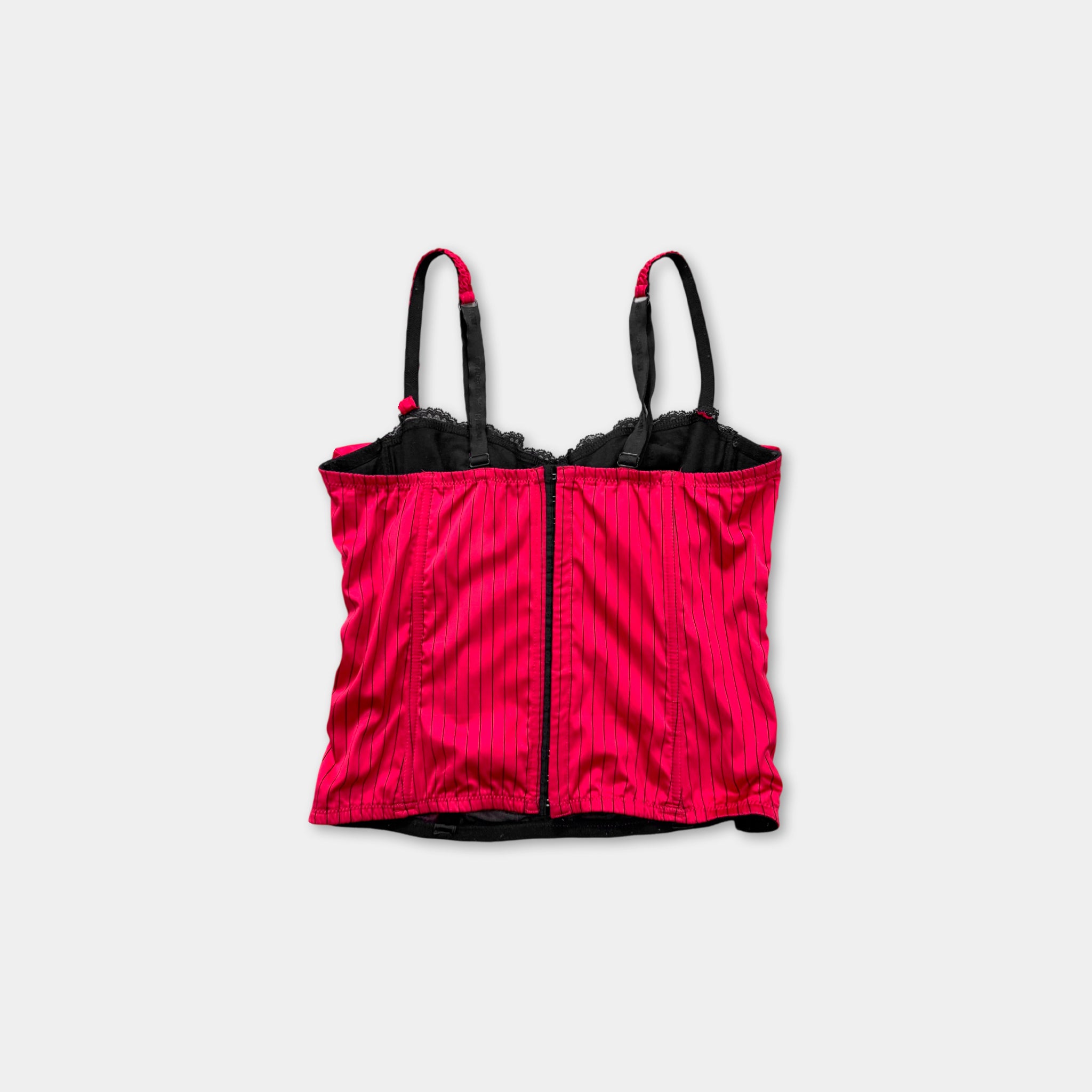 Emporio Armani Pink Pinstripe Lace Corset Bustier Top