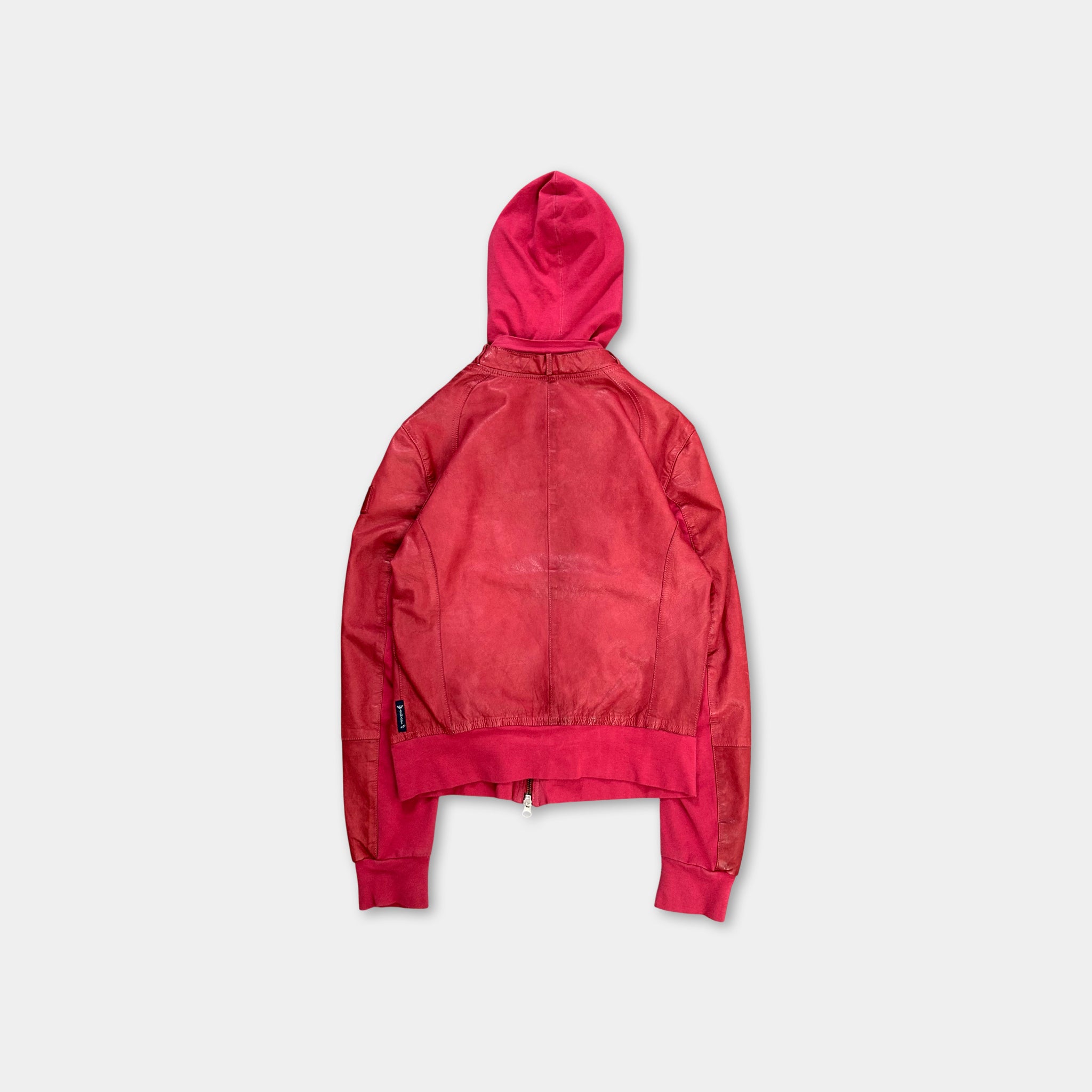 Armani Jeans Pink Hooded Leather Jacket