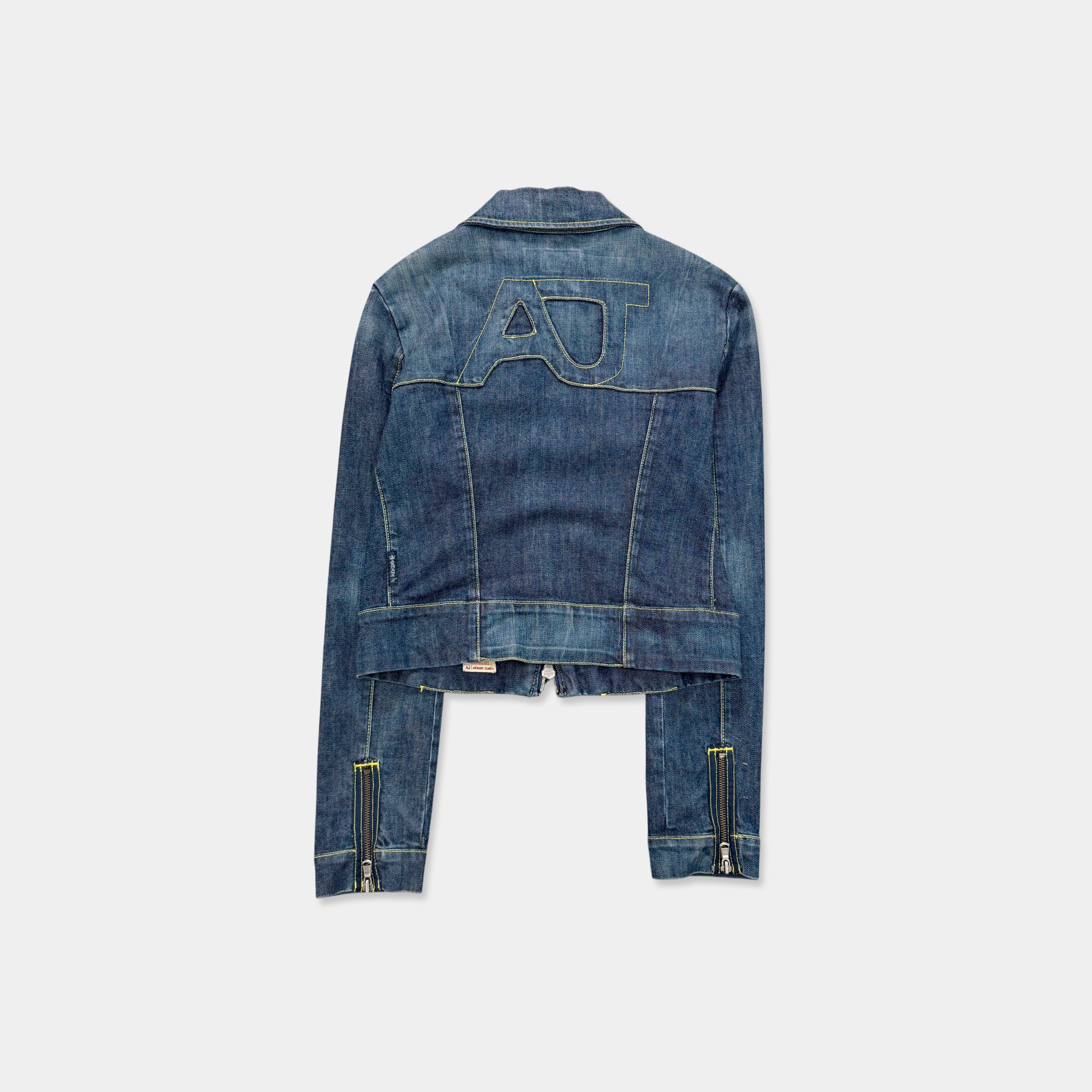 Armani Jeans Vintage  Indigo Cropped Zip-Up Denim Jacket