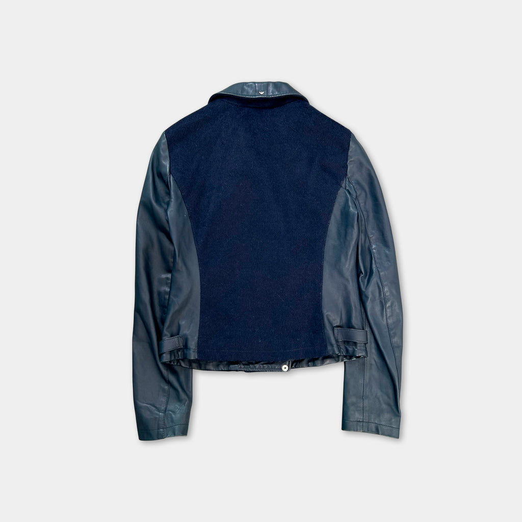 Armani Jeans Leather Navy Percecto Jacket