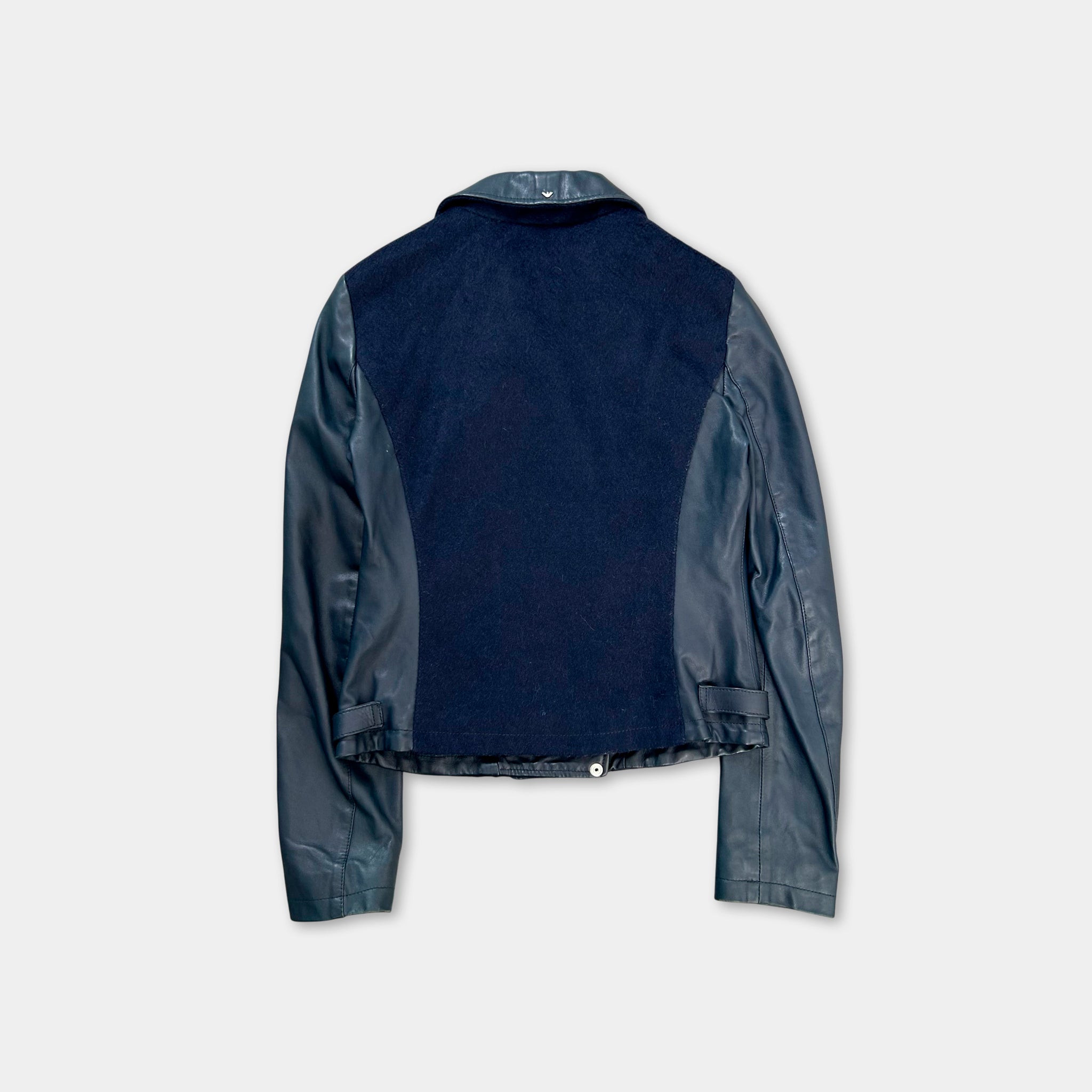 Armani Jeans Leather Navy Percecto Jacket