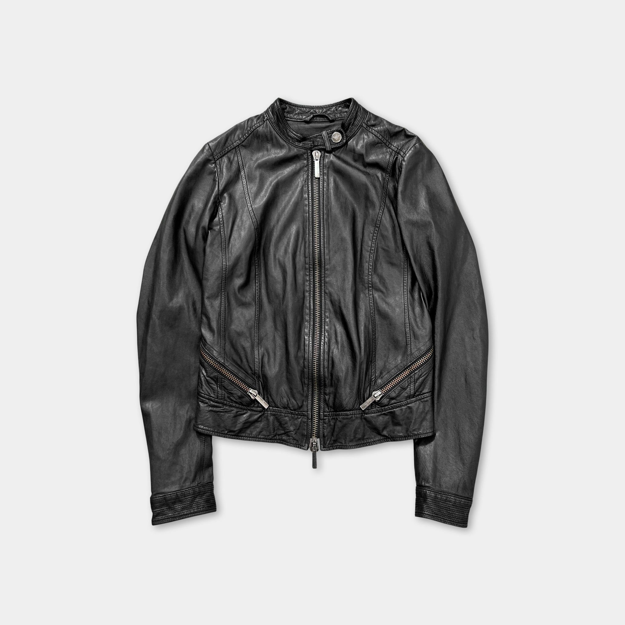 Armani Jeans Avant-Garde Black Leather Jacket