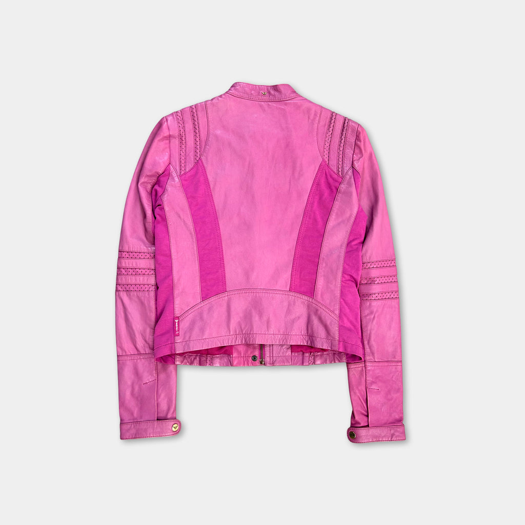 Armani Jeans Pink Leather Biker Jacket