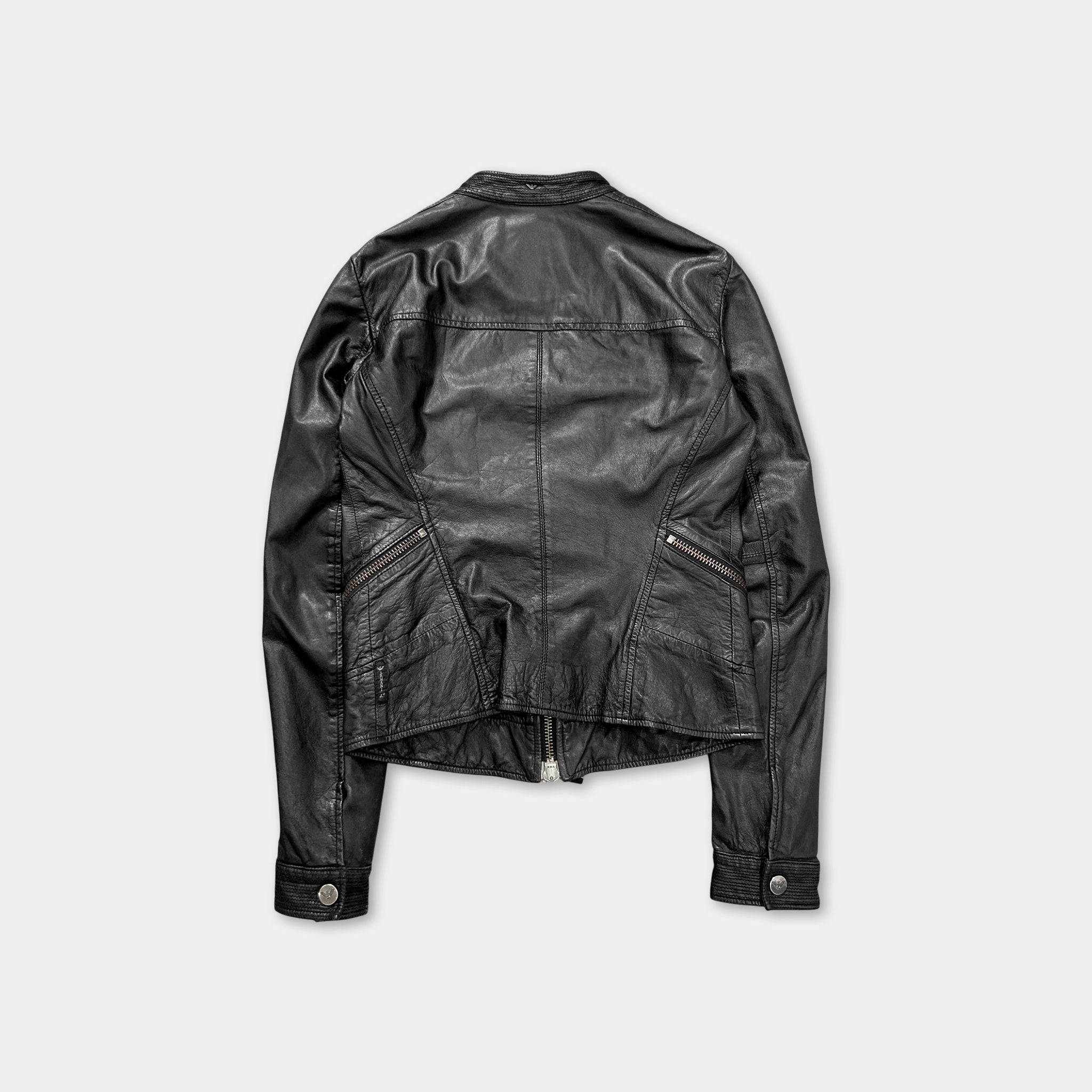 Armani Jeans Avant-Garde Black Leather Jacket