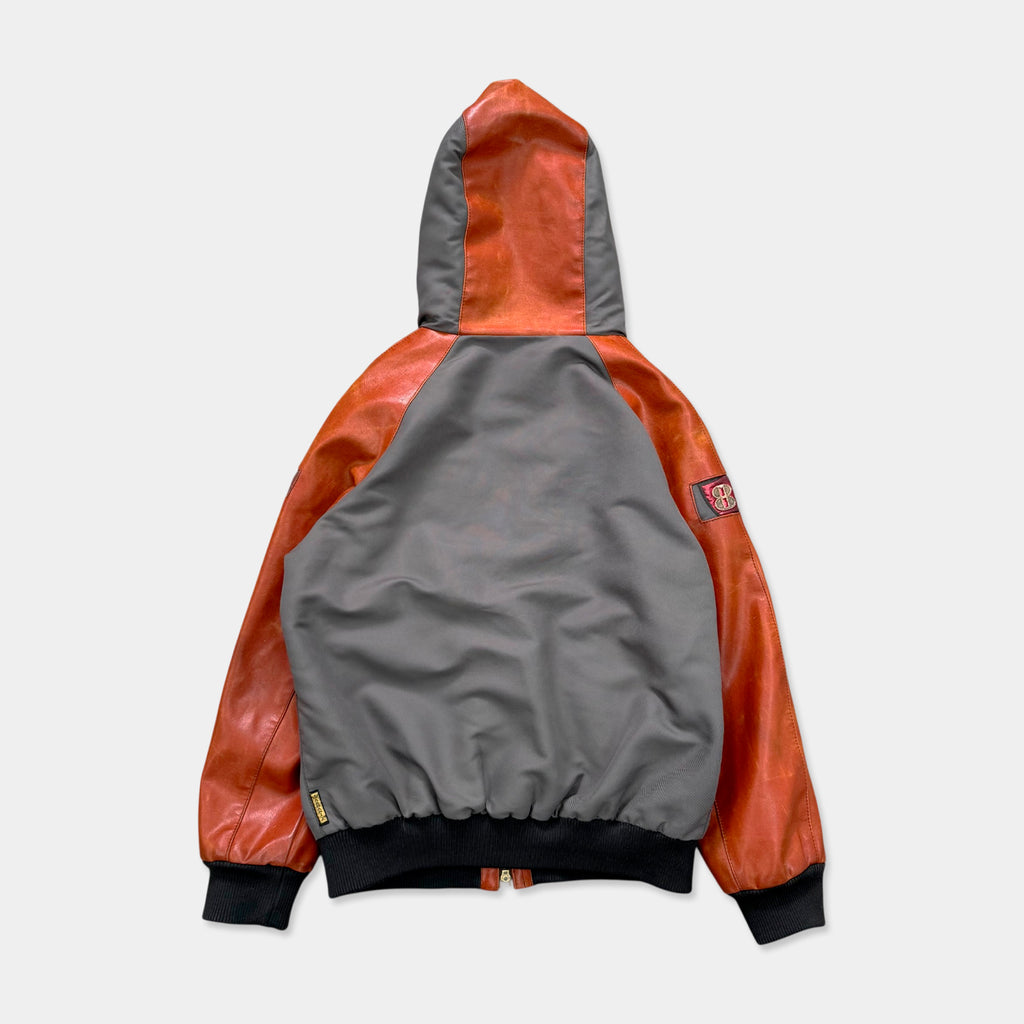 Armani Jeans Canvas & Leather Hooded Bomber Jacket