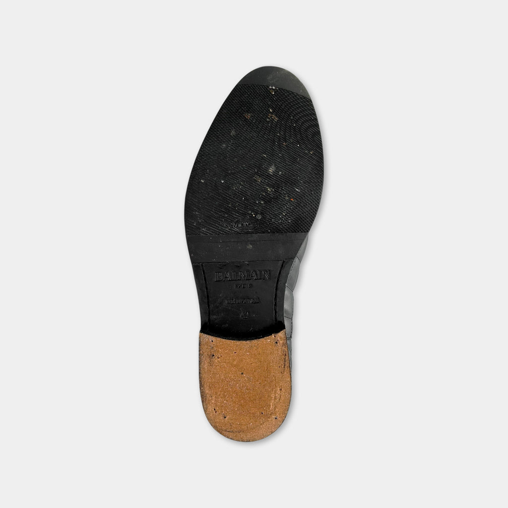 Balmain Quilted Leather Gold Toe-Cap Chelsea Boots